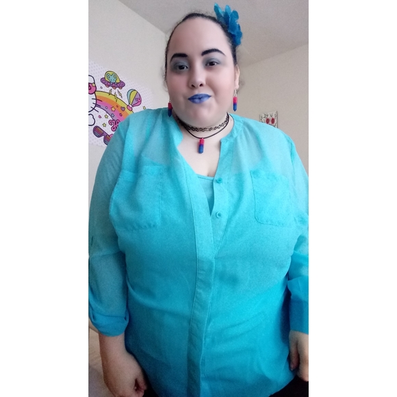 Simply Emma NWT Sheer OmbrΓ© Blouse & Liner Top 2X - Picture 4 of 6